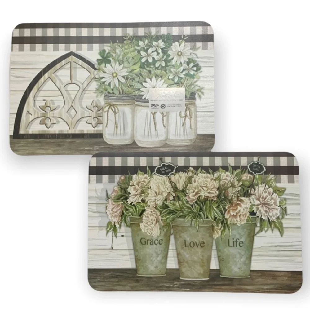CounterArt Vintage Farmhouse Placemats Reversible Rectangular Placemat S…